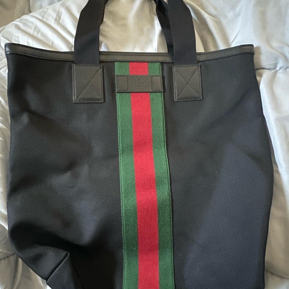 Gucci Black Tote with Red and Green Accent - Picture 1 of 5
